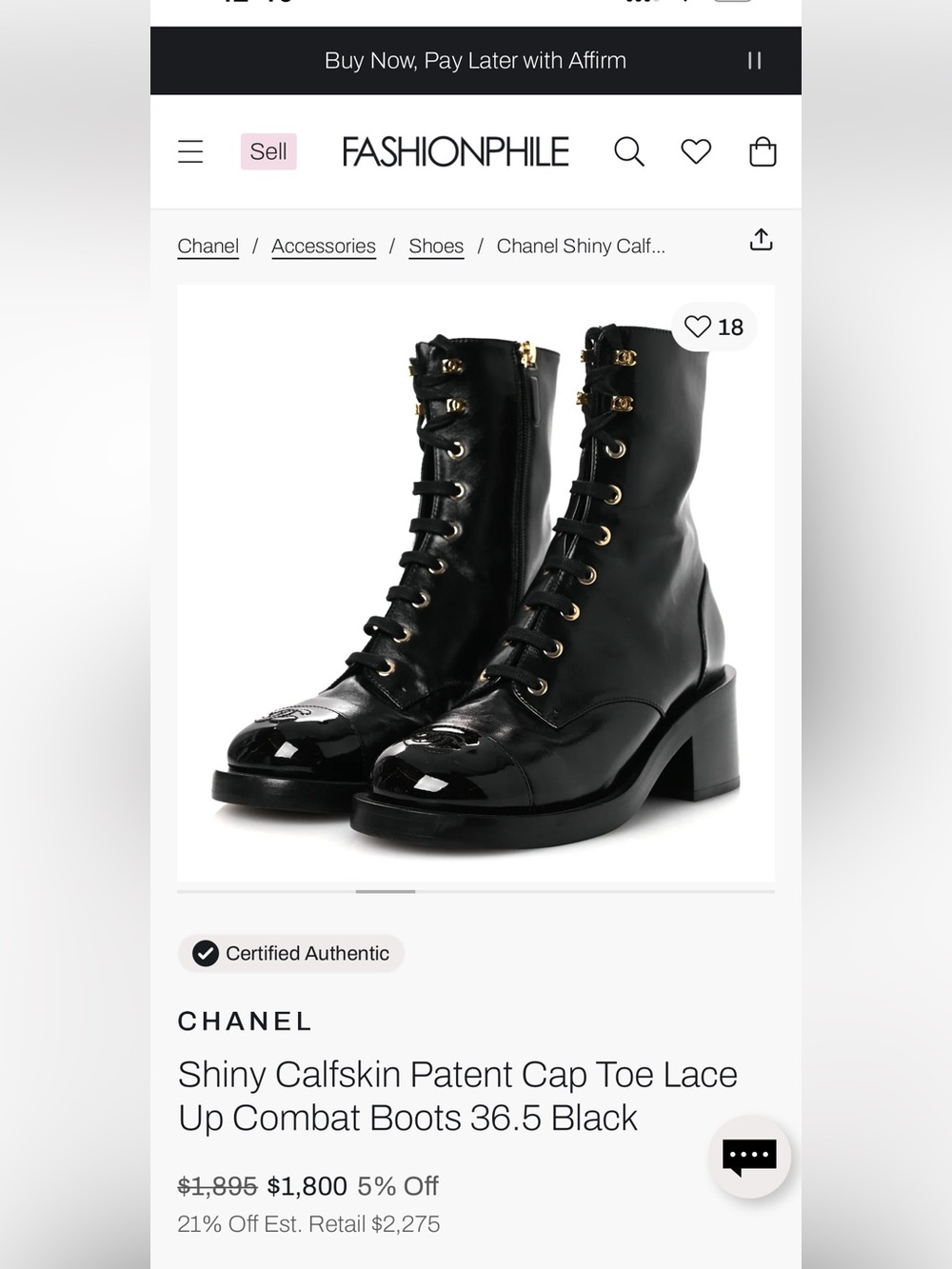 Chanel cc Black Leather Lace-Up Combat Boots with Gold CC Hardware 37 - Picture 7 of 7